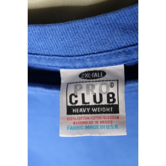 Vintage 90s Pro Club Blank Light Blue T Shirt Size Men's XXL 2X Made in the USA - Picture 11 of 12